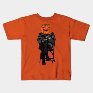 Halloween Horror Pumpkin Head wears Bernie Sanders Mittens Memes Kids T-Shirt